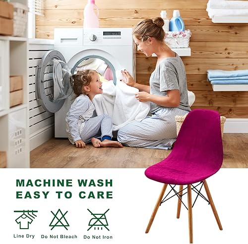 Miniatura 4 de GOSTADY Juego de 4 fundas para sillas de comedor modernas de mediados de siglo, fundas de terciopelo elástico para sillas de comedor, fundas para