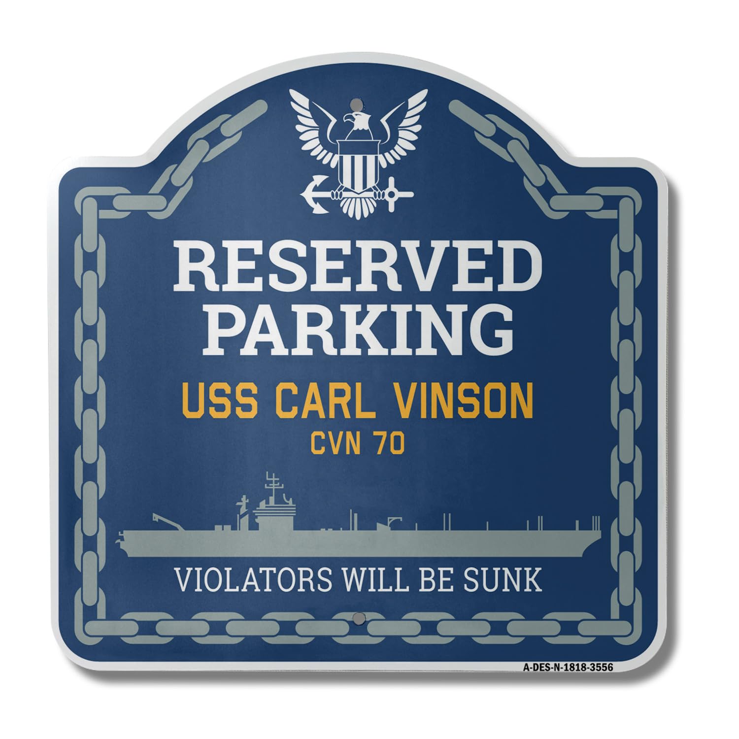 USS Carl Vinson CVN 70 | 18" X 18" Heavy-Gauge Aluminum Architectural Sign | SignMission Designer Navy Ship Sign Veteran Sailor Gift | Made in The USA