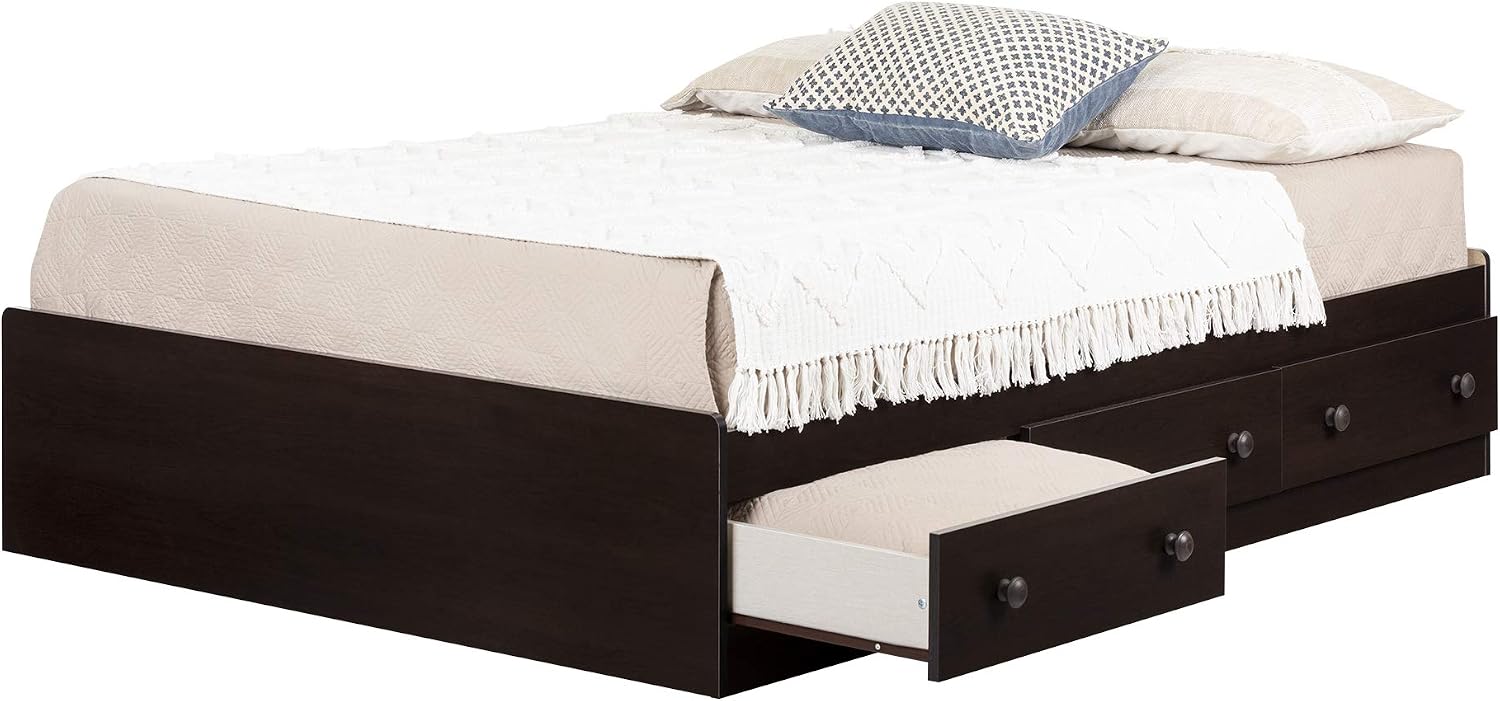 South Shore Summer Breeze Mates Bed with 3 Drawers, Full 54-inch, Chocolate