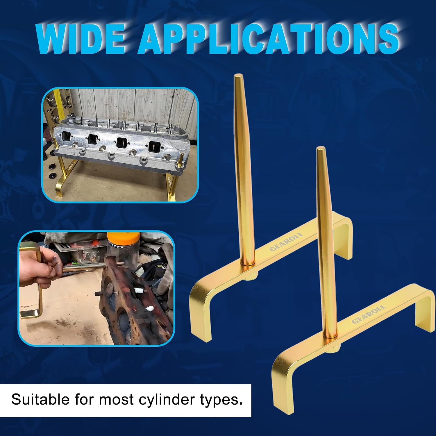 Set of 2 Cylinder Head Stand Holder Tool, Automobile Engine Cylinder Head Bracket with Tapered Mandrels, Cylinder Head Holder Set for Car Engine Maintenance