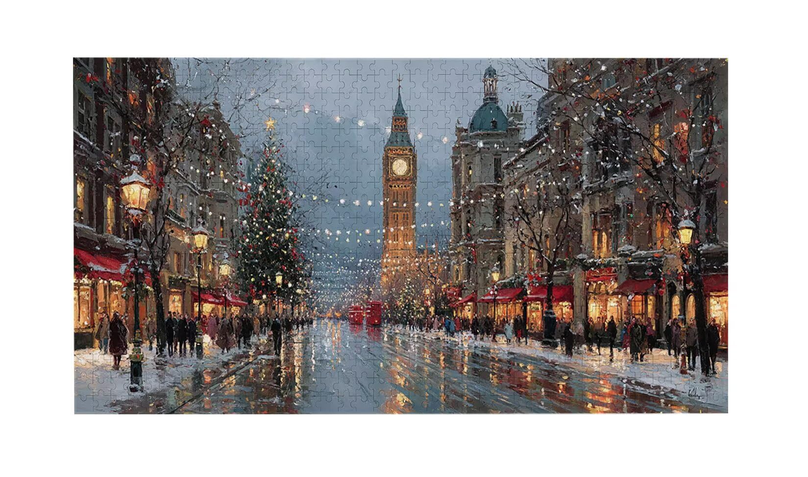 Puzzle dla dorosłych 1692 elementów, widok ulicy Londyn Puzzle, wyzwanie, puzzle idealnie pasują, napis na plecach, prezent dla seniorów (179x31cm) v-647