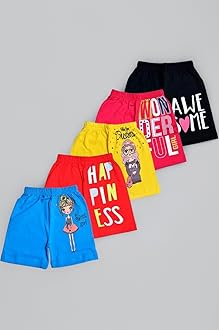 T2F Girls Cotton Printed Shorts(Pack of 5)
