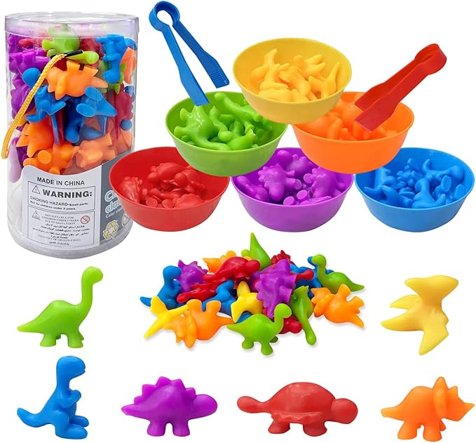 Amazon.com: Counting Dinosaurs Matching Game Color Sorting Toys with ...