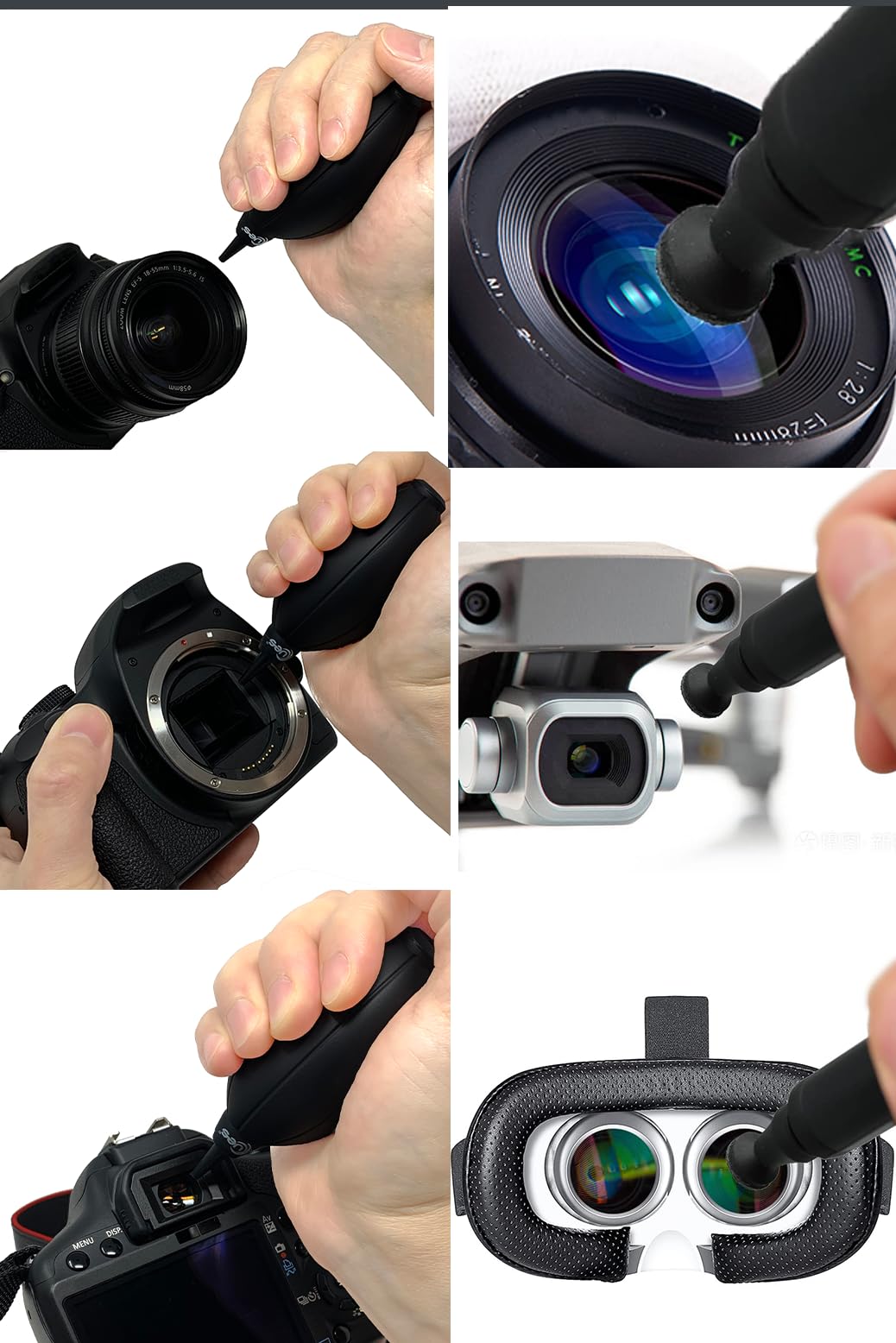 Kit di pulizia della fotocamera UES: tampone sensore APS-C, liquido per la pulizia di lenti e sensori, penna per lenti, ventilatore di aria, panno in microfibra per lenti e schermo, tessuto per lenti