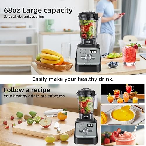 Miniatura 9 de Panana Licuadora profesional, licuadora de encimera, licuadora de batidos para el hogar, 1400 W, 68 onzas, gran capacidad con 5 funciones