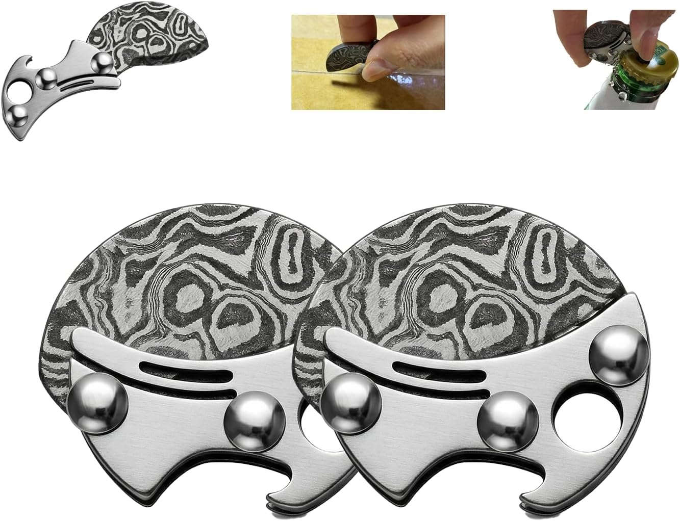 Mini Titanium Bottle Opener Keychain & EDC Cutter, Multifunctional Tool with Pry Bar, Compact Portable Keychain Multitool for Travel, Camping, Everyday Carry Gear（2PC）