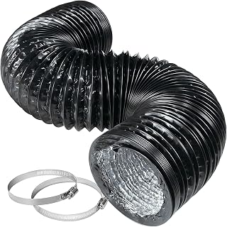 Zegos Air Duct 4inch x 8ft PVC Layered Aluminum Vent Hose with 2 Clamps for Dryer Ventilation, Duct Fan Intake Exhaust Pipe, Grow Tent (4inch Port X 8Ft in Full Extended Length)