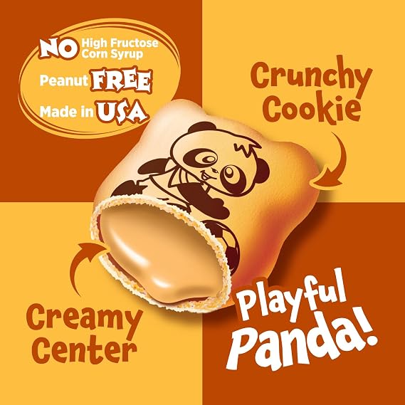Meiji Hello Panda Cookies, Caramel Creme Filled - 6 oz, Pack of 8, 64 Bags Total - Bite Sized Cookies with Fun Panda Sports