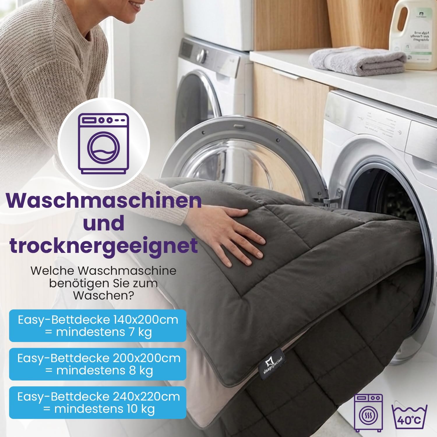 Bettdecke ohne Bezug 240x220 - Ganzjahresdecke Wärmeklasse 2 | Steppdecke mit Gelfasern für Daunengefühl [Softcell Füllung] - Extra Weich - Inklusive waschbarem Kissenbezug - Grau Beige