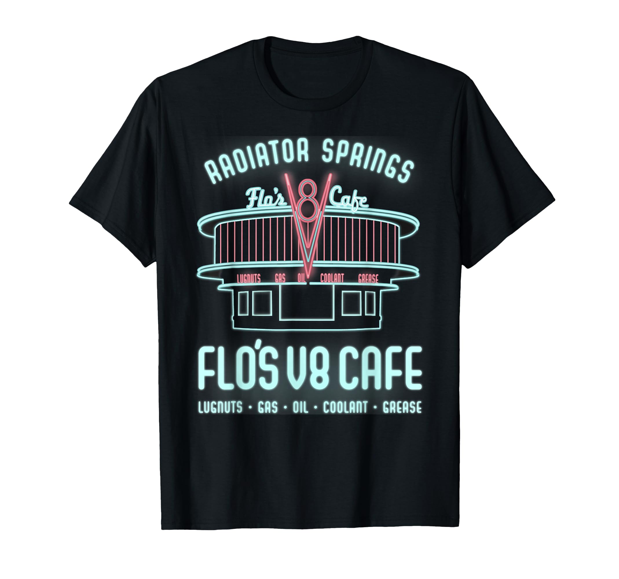 Pixar Cars Flo's V8 Cafe Neon Sign Vintage Poster T-Shirt