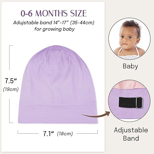 Miniatura 5 de OLESILK Gorro de Seda para Bebé de 0-6 Meses - Gorro de Cabello para Niños Pequeños de Seda de Morera 100%, Gorro de Noche Ajustable para Dormir