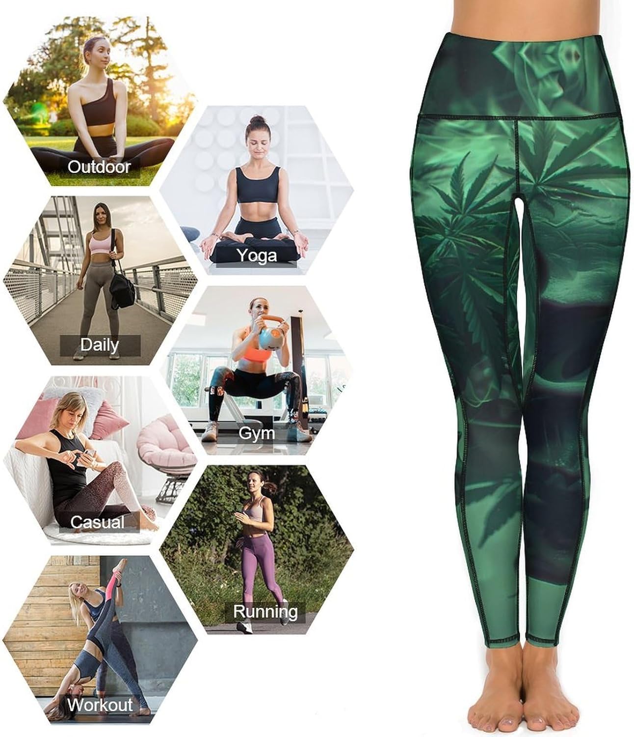 Skull Smoke Weed Womens Yoga Pants High Waist Tummy Control Workout Leggings