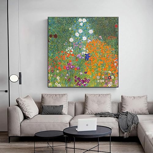 Miniatura 2 de Cuadro sobre lienzo, arte de jardín de flores, cuadro de arte de pared de lienzo para la decoración del hogar de la sala de estar 23.6x23.6 in sin