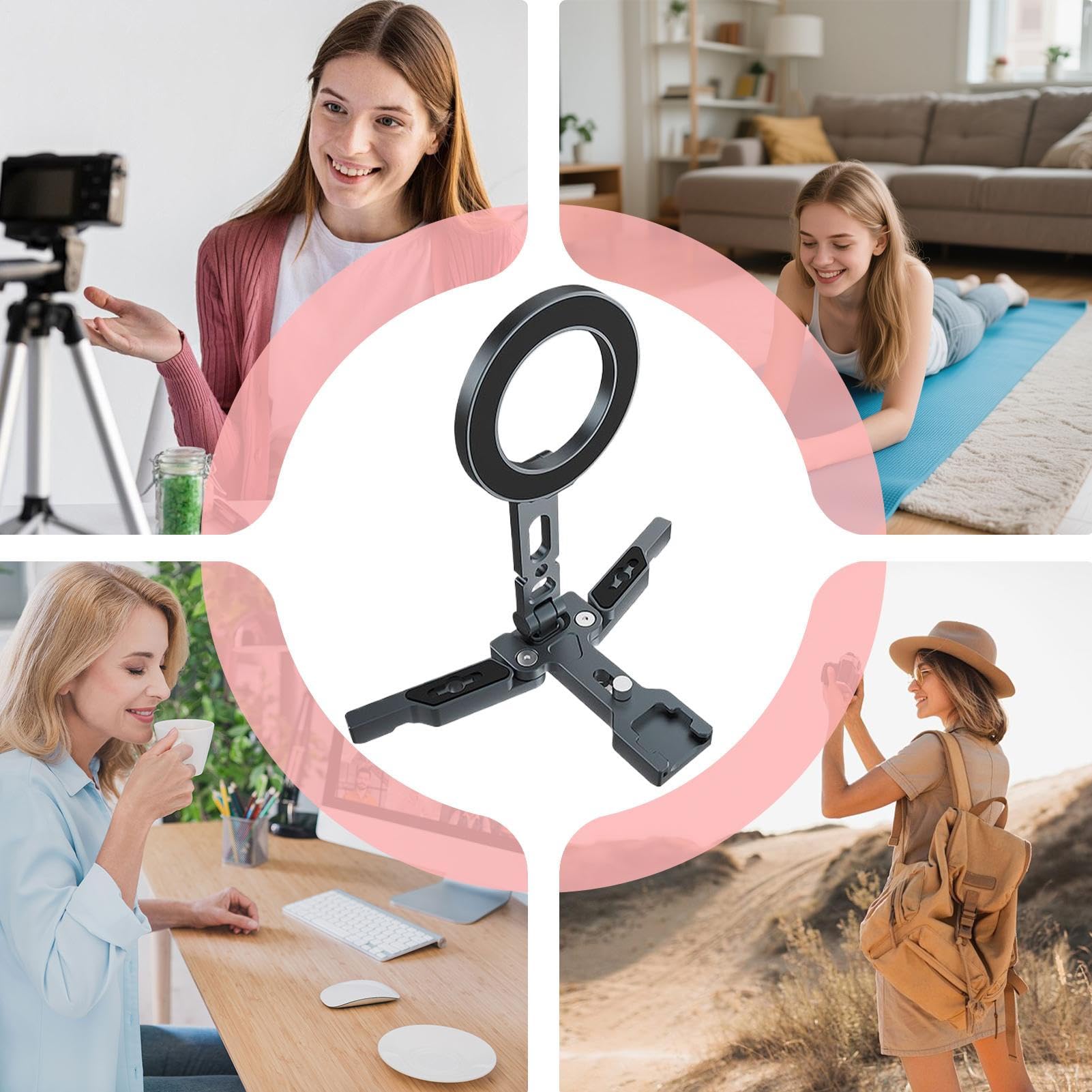 Supporto magnetico per treppiede – Supporto pieghevole per telefono cellulare per scrivania e fotocamera per registrazione, riprese, vlogging, con supporto stabile, viaggi, viaggi, affari, campeggio