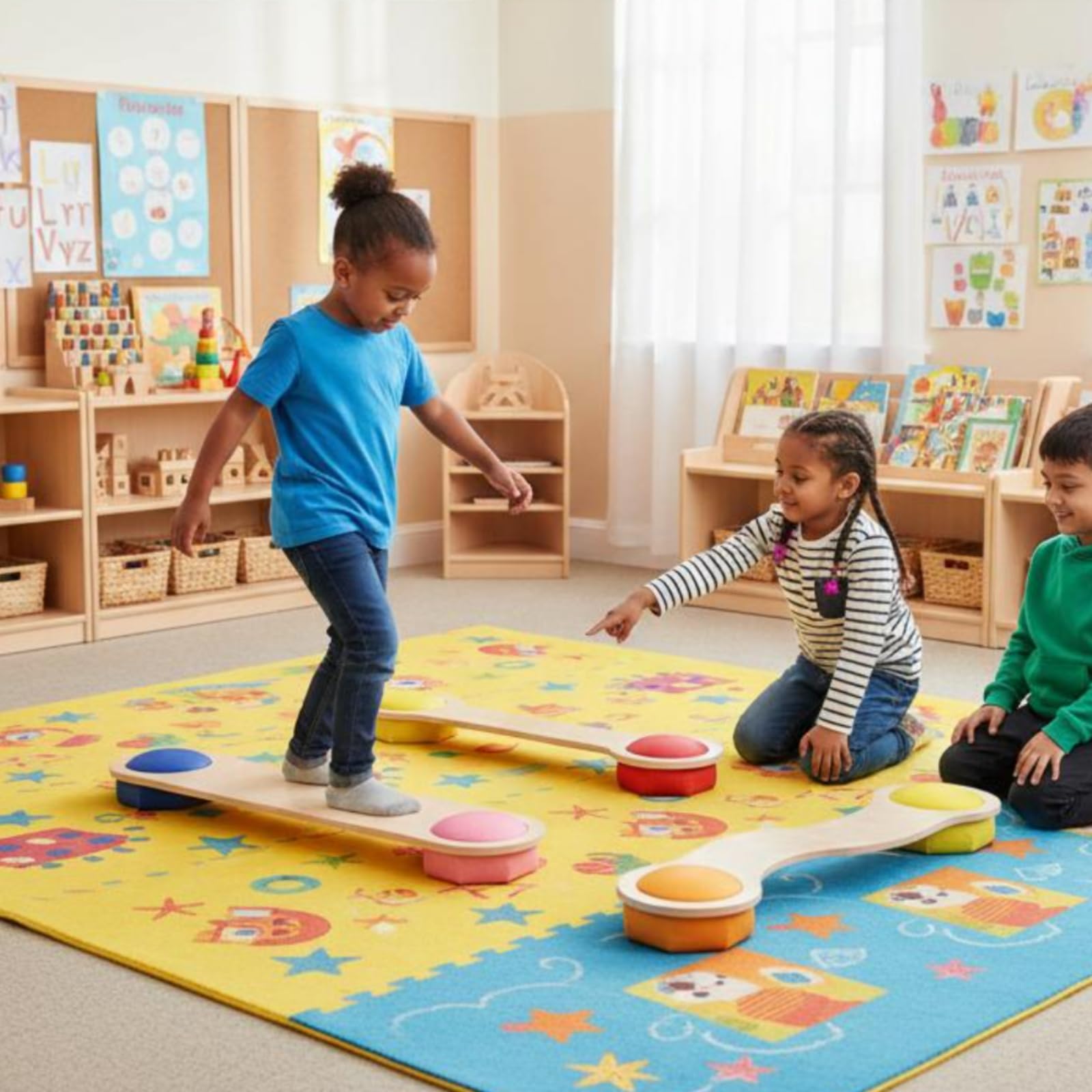 Gralara Tavola di Equilibrio Bambini Tavola Balance Tavola Allenamento Piastra Sensoriale Set in Legno con Costruzione Levigata, 18 Mm, Set Di Tre Pezzi In Legno