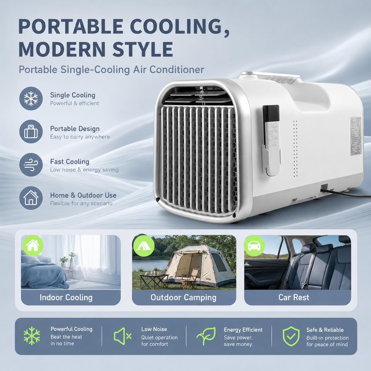 Aire Acondicionado 5100BTU Portátil para Casa Habitación Pequeña AC | Enfriador de aire para alivio del calor de verano, ideal para dormitorios y oficinas, diseño compacto con potente flujo