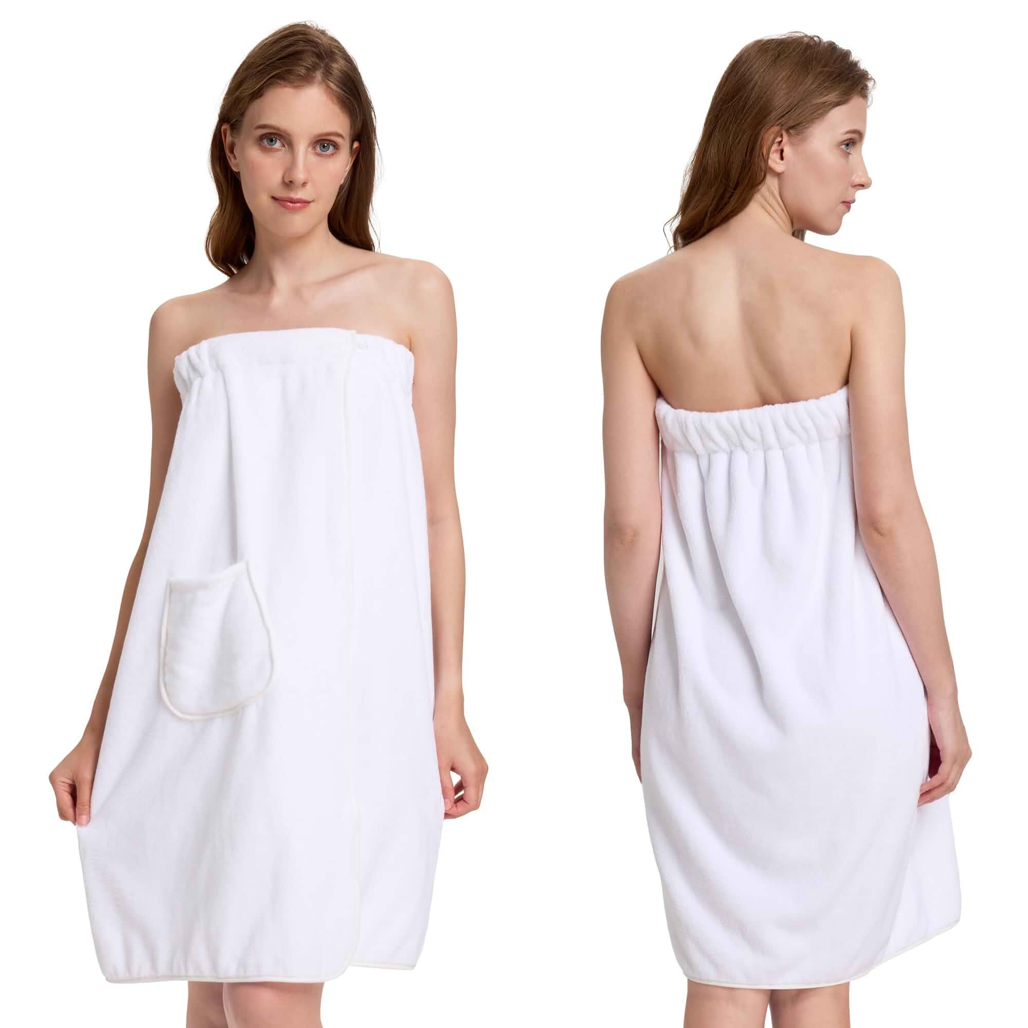 PJGGZ Towel Wrap for Women, Adjustable Button Quick Dry Absorbent Bath Wrap Velcro & button closure, Machine washable, Perfect for shower, spa, sauna & pool, Plus sizes S-XXXL