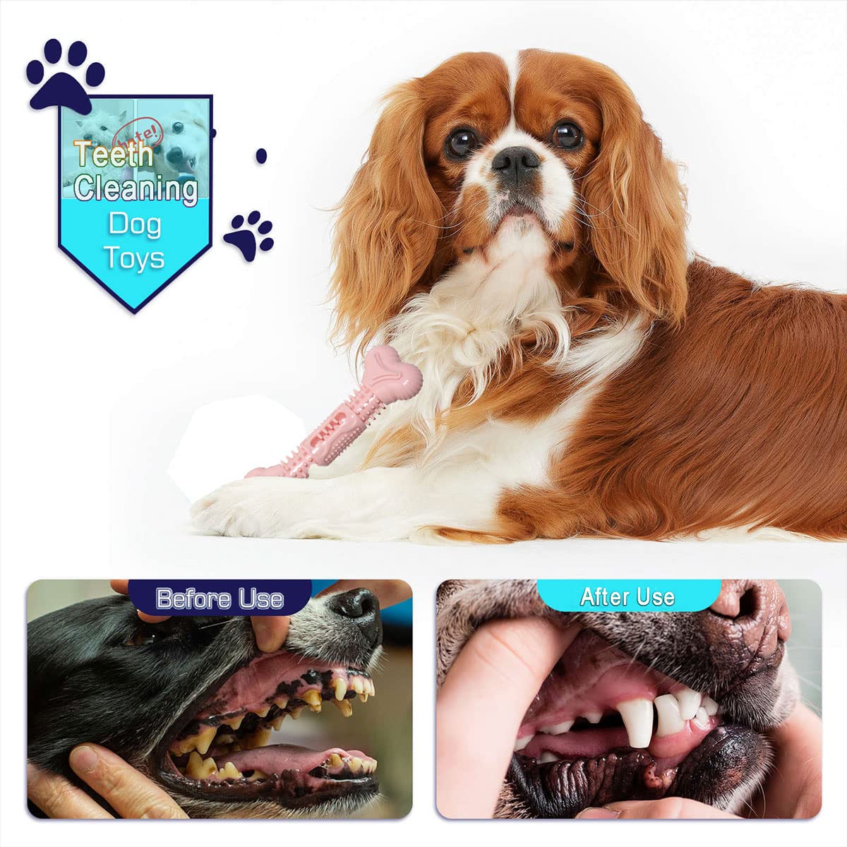 Giocattolo Masticatorio Per Cani Youmics - Spazzolino Da Denti Con Manico, Gomma Naturale, Blu - Foto 8