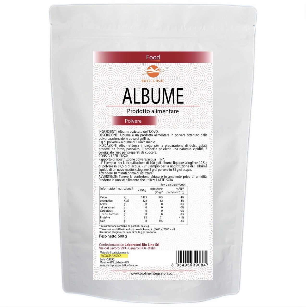 Albume d'Uovo in Polvere Prodotto Alimentare Ottenuto da Uova Fresche di Gallina, (Neutro, 500 g) Indicato per Preparazione Dolci e Alimenti da Forno, Prodotti Alimentari Naturali