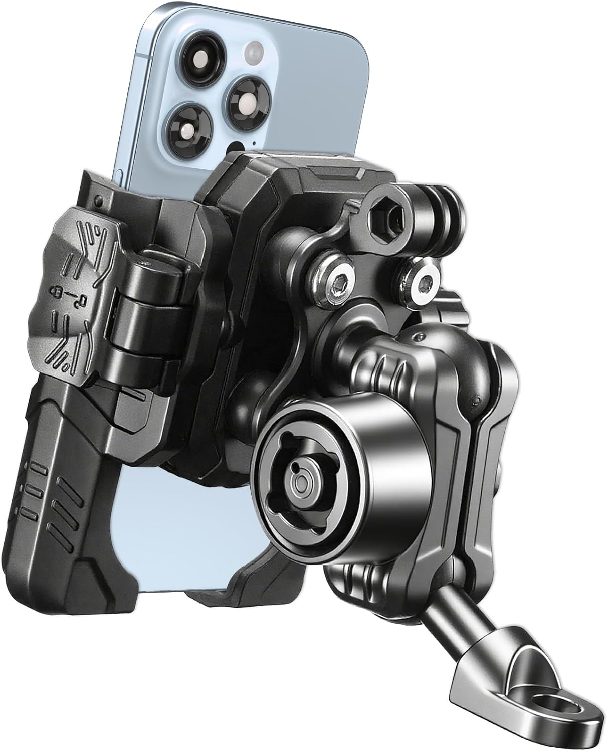 ILM Motorcycle Phone Mount Anti-Theft 720 Rotation 1s Quick Lock Cellphone Adjustable Holder for Handlebars Bike Bicycle Scooter Fit 5.4''-7.2'' Smartphones Y-Type