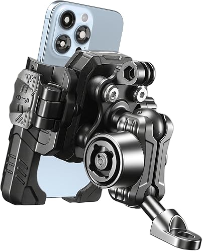 ILM Soporte de teléfono para motocicleta, antirrobo 720, rotación 1s, bloqueo rápido, soporte ajustable para manubrios, bicicleta, bicicleta,