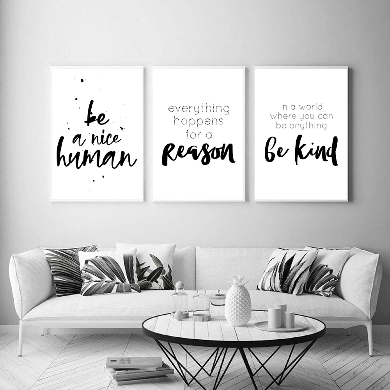 Dittelle Be Kind Motivational Quote Posters and Prints Office Decor Modern Art Entrepreneur Motivation Canvas Painting Pictures Black 40x50cm-3Pieces Frameless