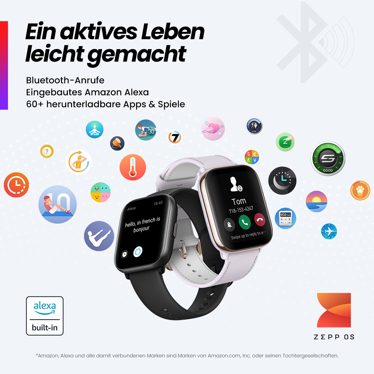 Amazfit Active Smartwatch mit AI-Fitness-Trainer, Dual-Band GPS, Routennavigation, Bluetooth-Anruf, Musikspeicher, 14-Tage-Akku, 1,75" AMOLED-Display & Alexa-fähig, Zepp Coach, Midnight Black