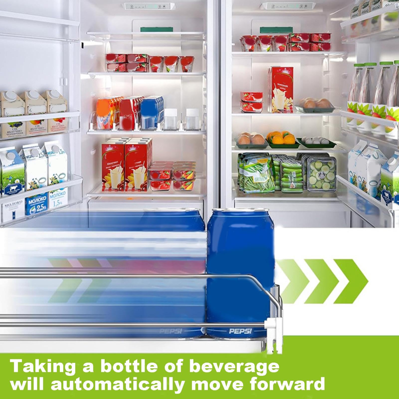 Dispensador de latas de soda, dispensador de latas de refrigerador | organizador de latas de refresco con 5, dispensador de refrescos, organizador de latas ajustable de 16.14 x 16.54 x 3.15