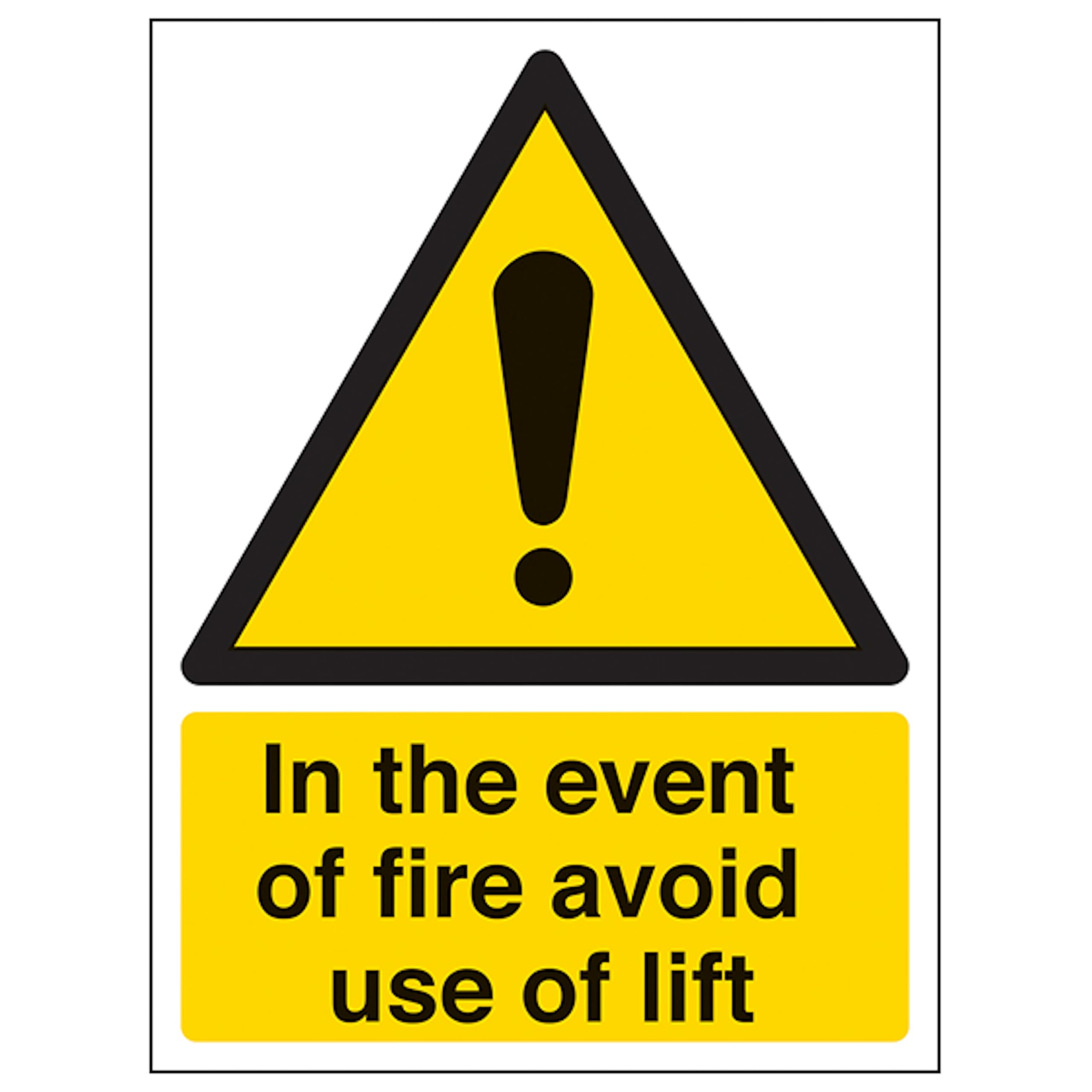 V Safety In The Event Of Fire Avoid Use Of Lift - Portrait 150 x 200mm - 2mm Rigid Plastic Safety Sign