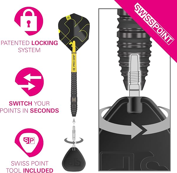 Target Darts Bolide Void 90% Tungstène, Fléchettes à Pointe en Acier Swiss Point | 21G/22G/23G/24G/25G/26G | Jeux de Fléchettes Professionnels, Fléchettes Noires, Outil Swiss Point Inclus - 4