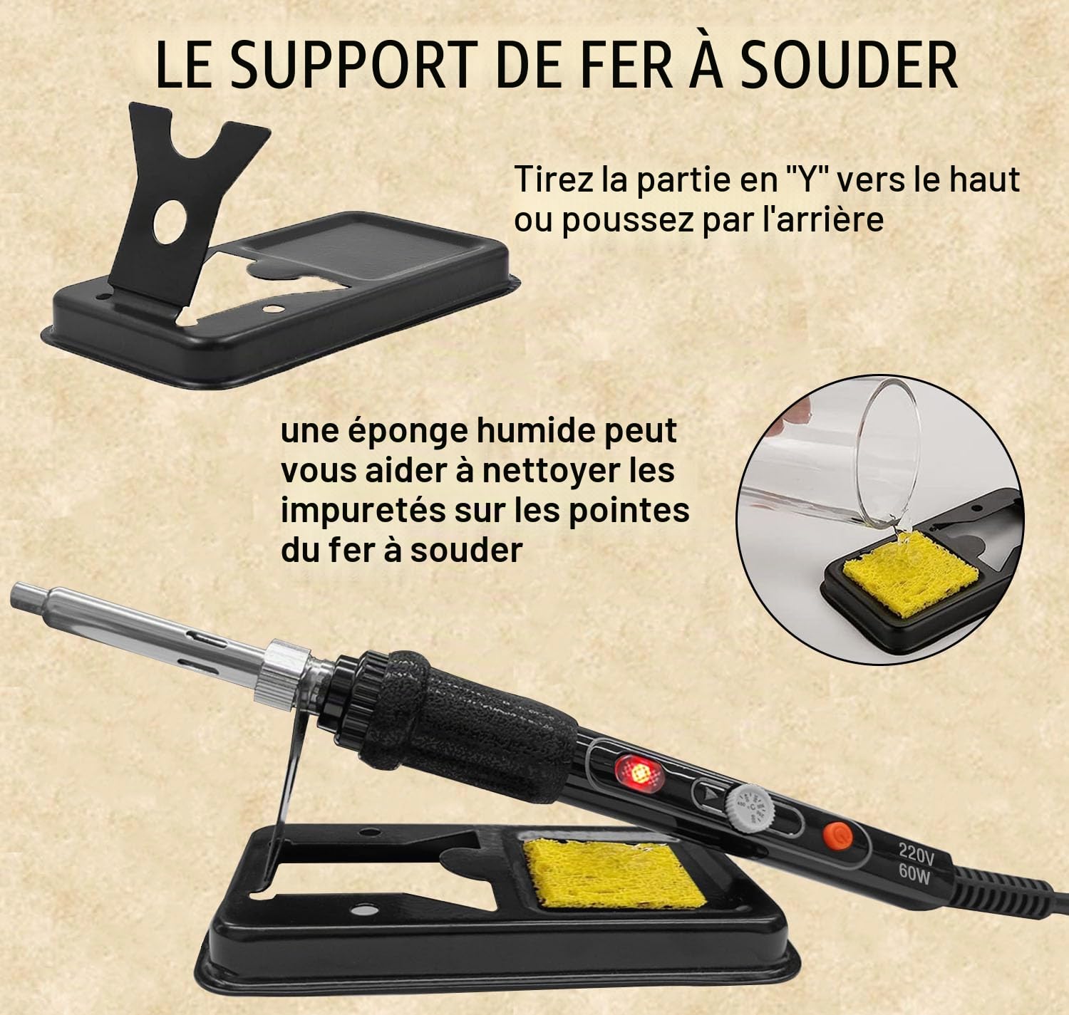 Kit de fer à souder pour pyrogravure - 60 W - Température réglable 200-450 °C - Piston à combustion pour bois et cuir - Gravure DIY - Soudure - Sculpture de pyrogravure sur bois.