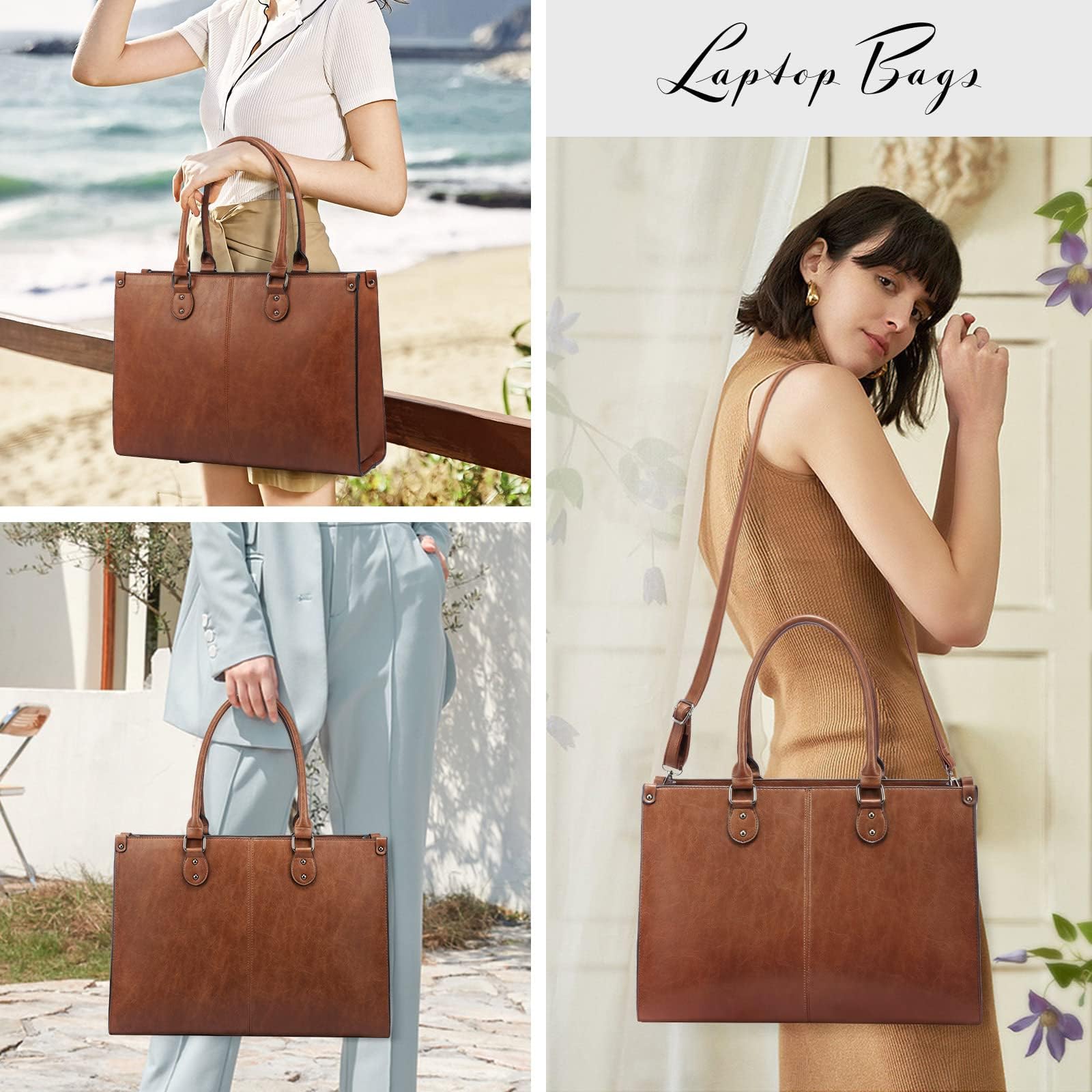 LOVEVOOK Bolso de mano para ordenador portátil para mujer, grande, 15,6 pulgadas, piel sintética, bolso de la compra, bolso de mano, bolso de trabajo, bolso de trabajo, bolso de mensajero, bolso para