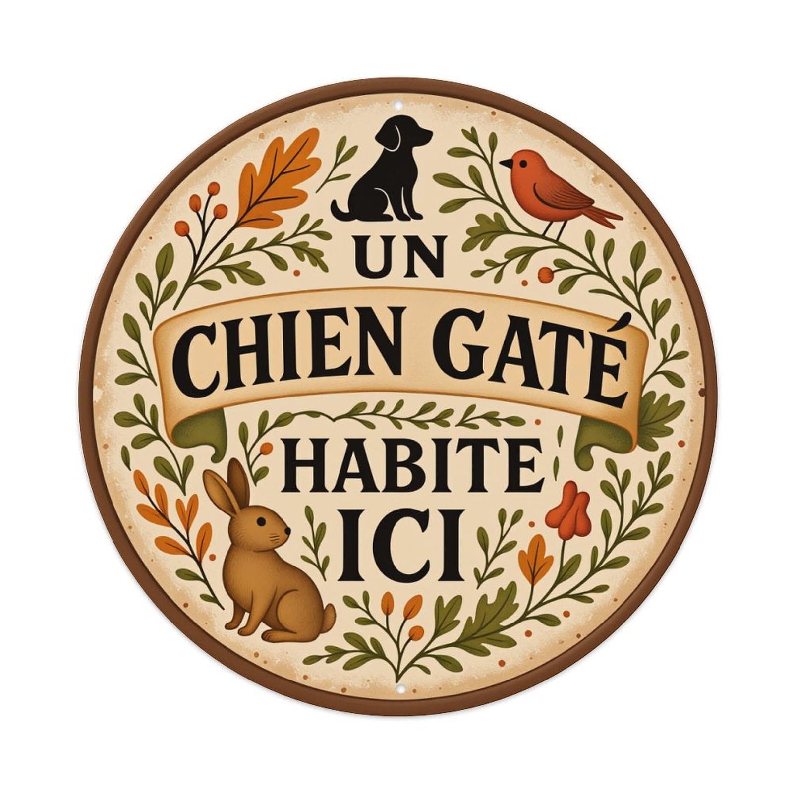 Dog Bird Rabbit Leaves Flowers Metal Tin Sign Vintage Garden Bedroom Cafe Bar Man Cave Home Wall Decor Metal Poster 8x8 inches
