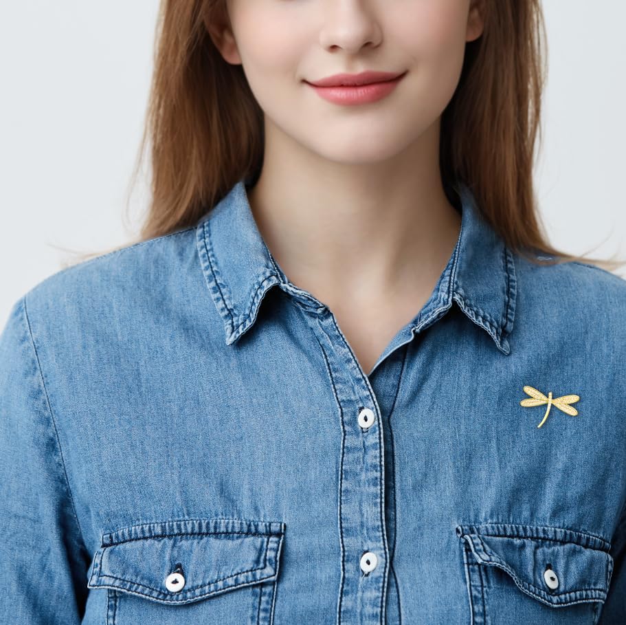 Image of Dragonfly Brooches for Women Crystal Rhinestone Lapel Pin for Men Vintage Insect Jewelry Dress Blazer Jacket Accessories Holiday Birthday Gifts