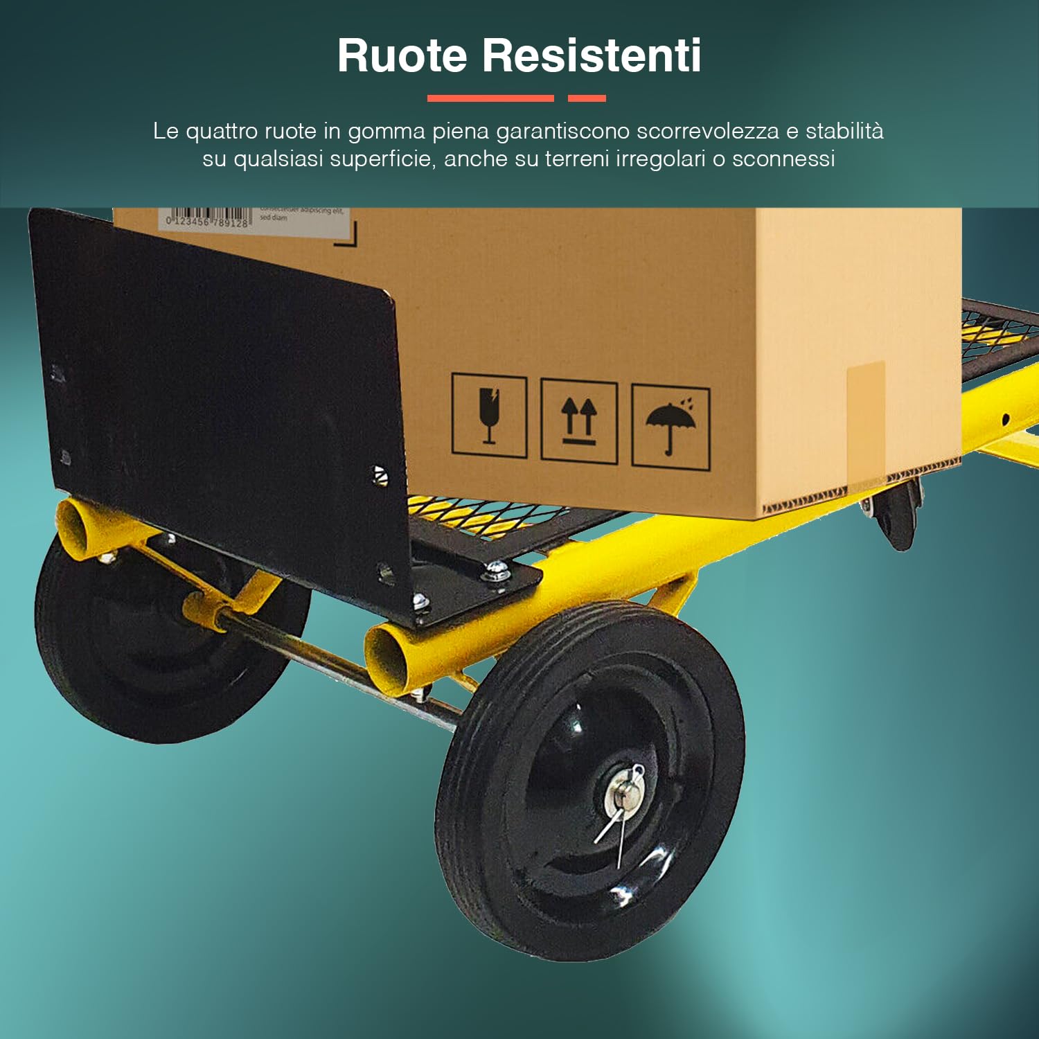 Carrello Porta Carichi Pesanti Pieghevole - Carrello Multifunzione in Acciaio con 4 Ruote in Gomma, Capacità 45kg, 99x38x31 cm, Ideale per Carichi Pesanti