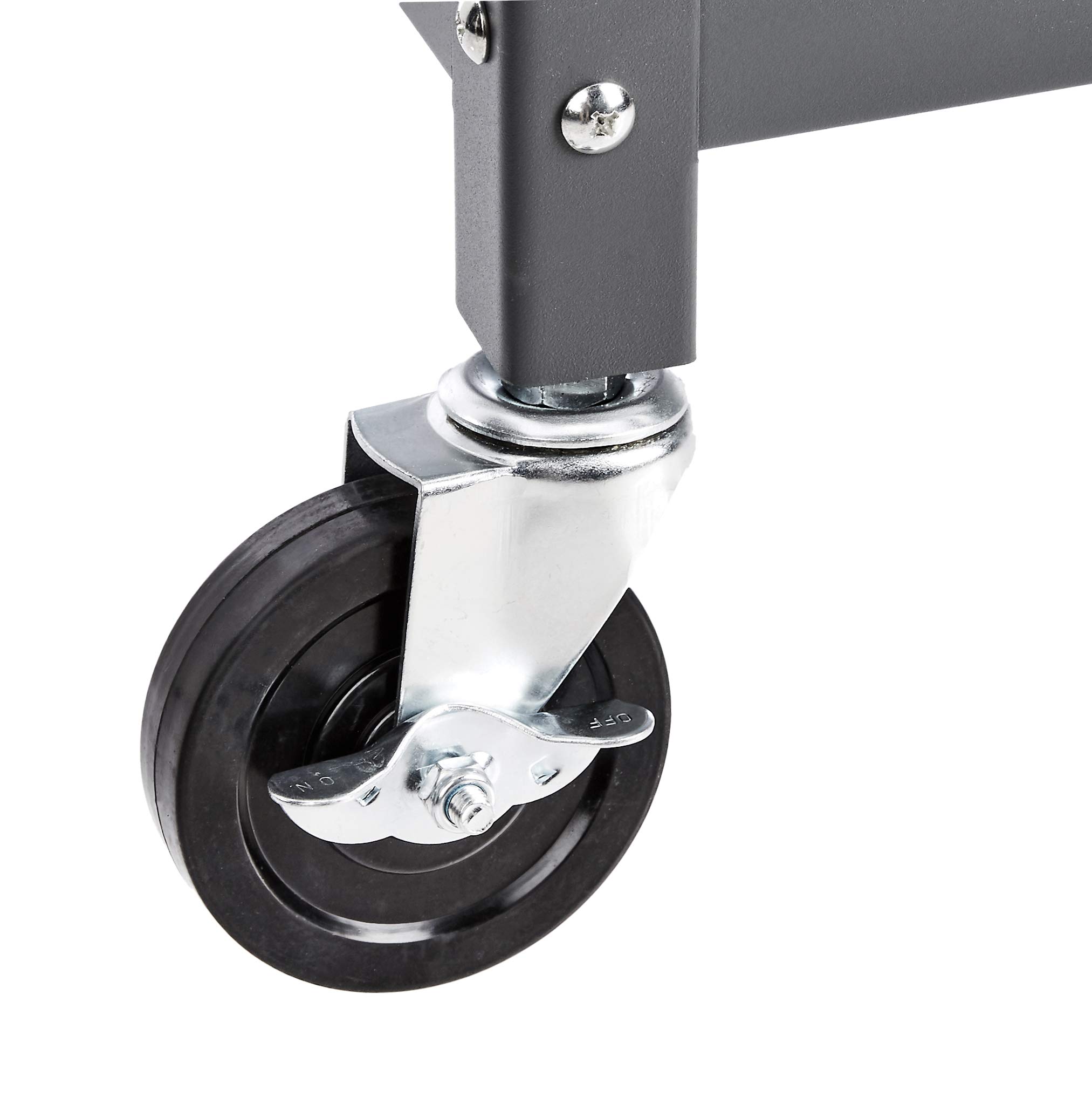 Amazon Basics - Carrello multiuso, in acciaio, 2 ripiani a vaschetta, portata 181 kg, grigio