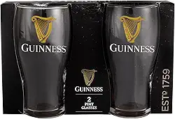 LORD'S ROCKS Copos de cerveja Guinness Official 597 g – Conjunto de 2, copos de cerveja em forma de tulipa da marca – Estilo clássico de pub irlandês