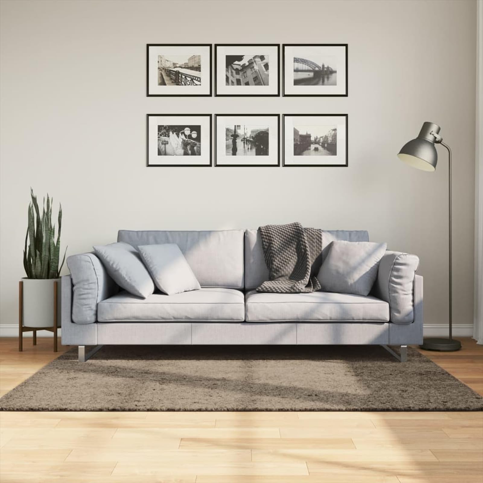 Tapis antidérapant ISTAN gris 120x170 cm à poils épais super doux