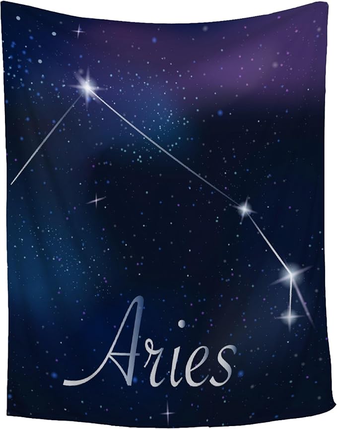 Constellation Zodiac Aries Blanket - Aries Zodiac Gifts for Women/Men - Aries Decor for Couch/Bed/Living Room - Zodiac Sign Throw Blanket for Birthday Gifts,30