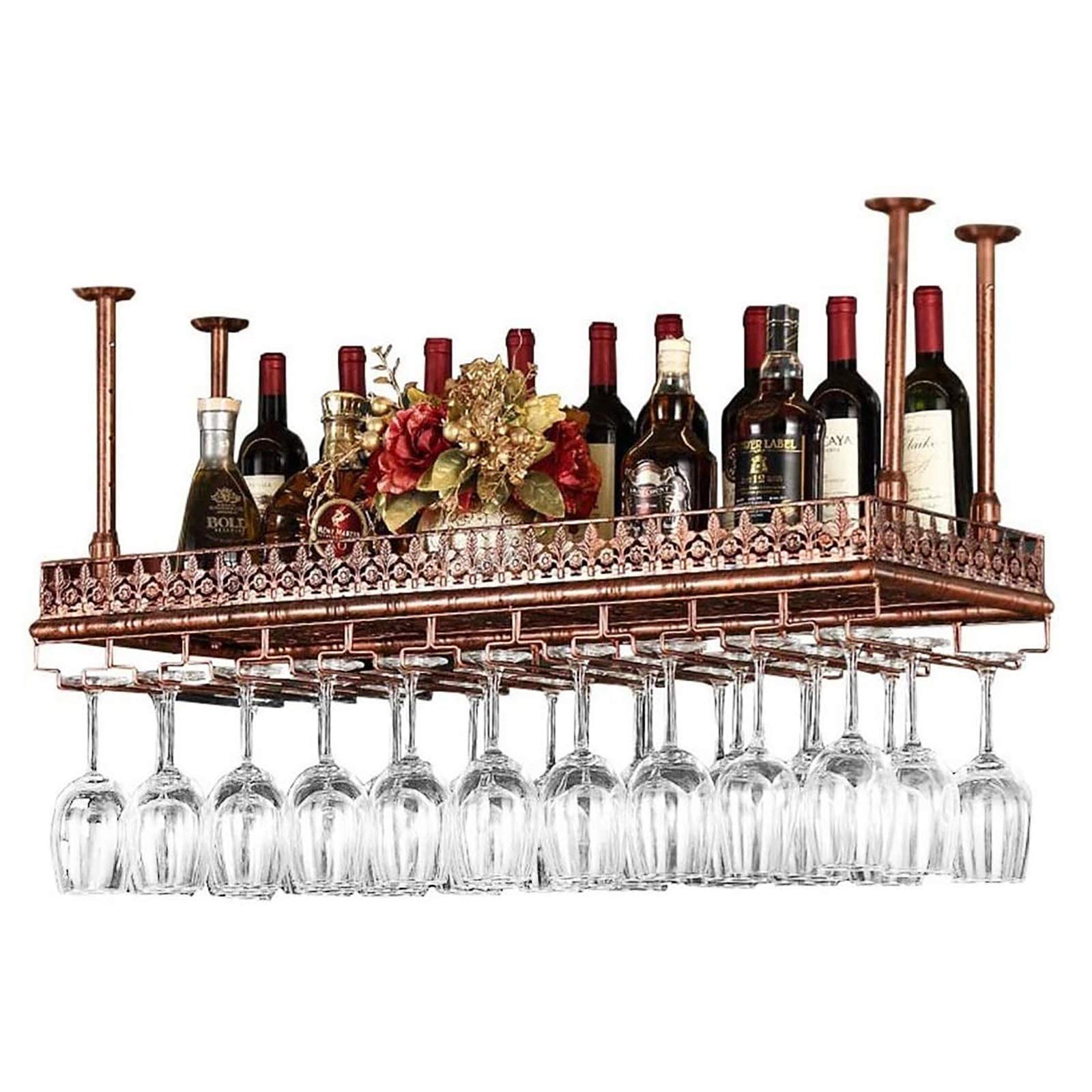 Porte-bouteilles de vin de plafond pour gagner de la place dans votre cuisine