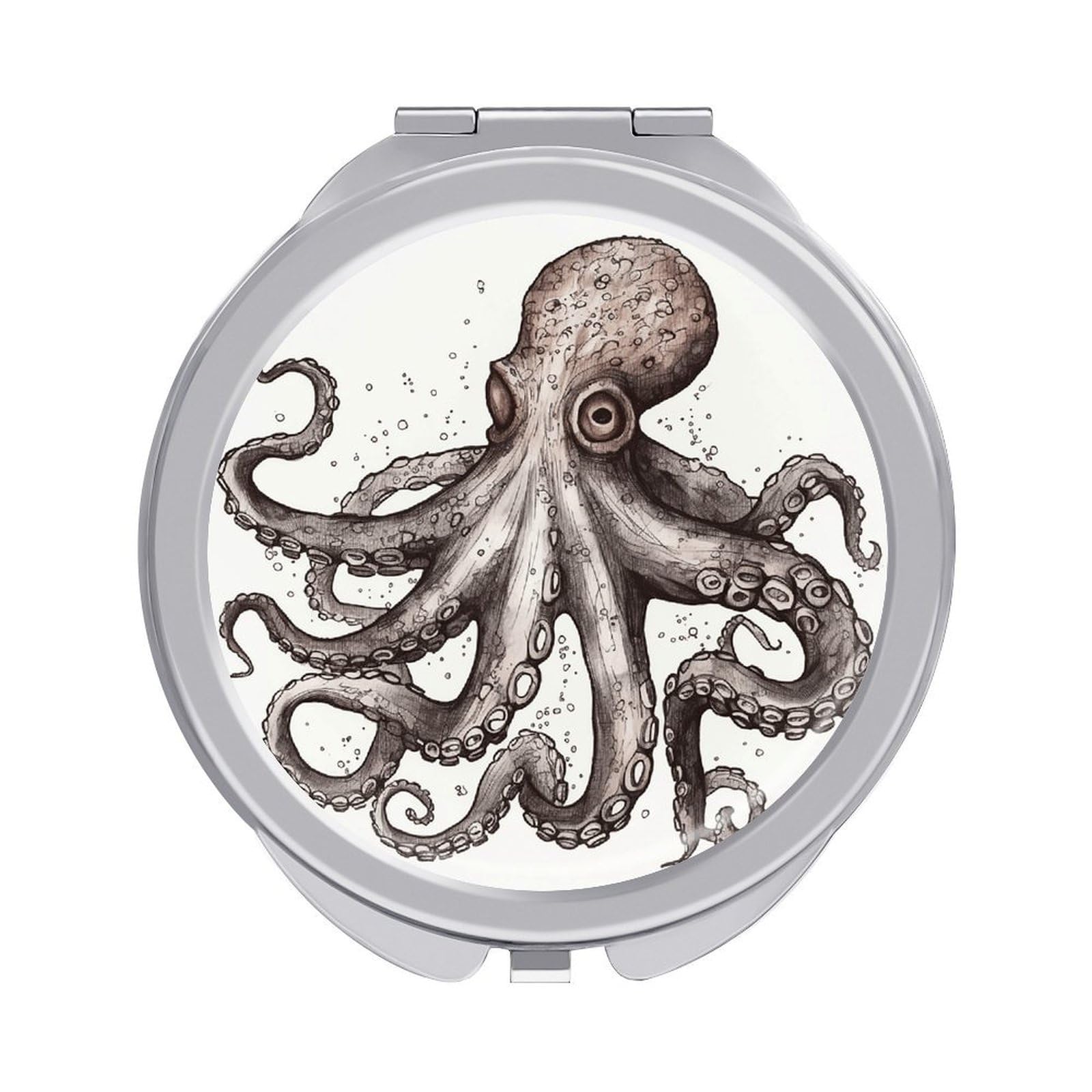 VstaDank Octopus Travel Makeup Mirror Cute Compact Mirror for Women 1X/2X Magnifying Metal Pocket Makeup Mirrors Folding Round Makeup Mirrors for Handbag Wallet & Gift