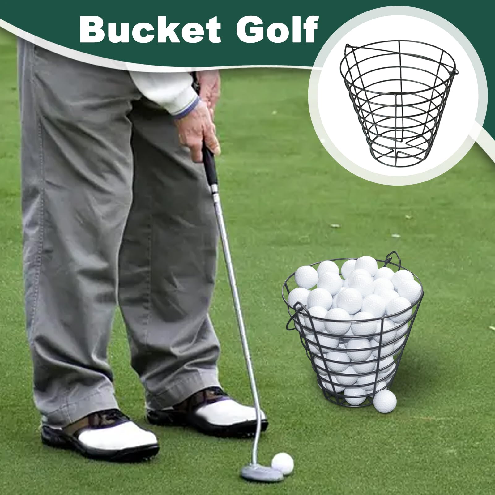 Generisch Golfkorb,Korb Für 100 Golfbälle | Großer Behälter Aus Draht, Organizer Für Zuhause, Golfplatz & Driving Range