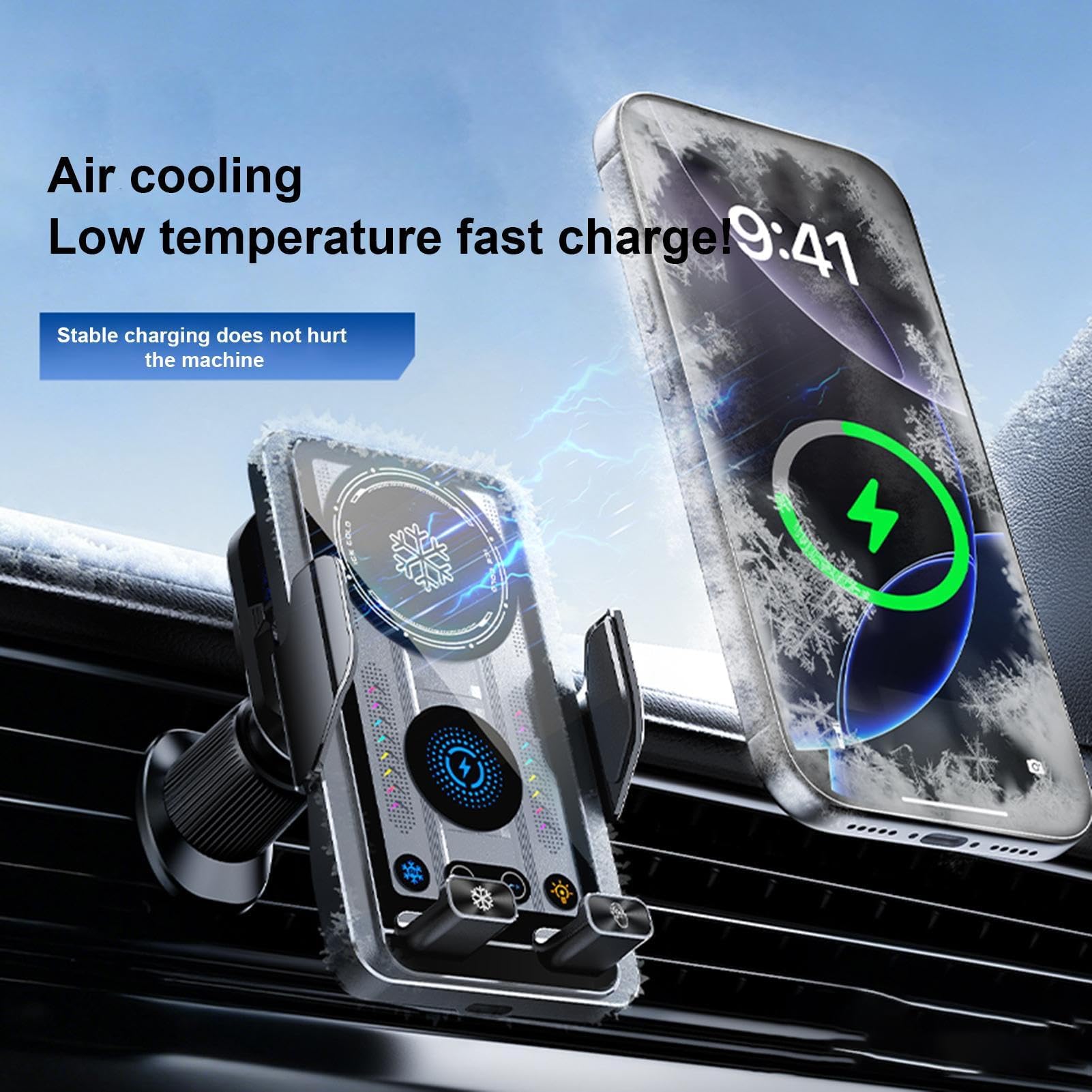 Supporto per telefono da auto, porta smartphone con funzione di ricarica wireless, supporto per bocchetta dell'aria dell'auto, per rimorchio, camper, berline, pickup, trattore, camion