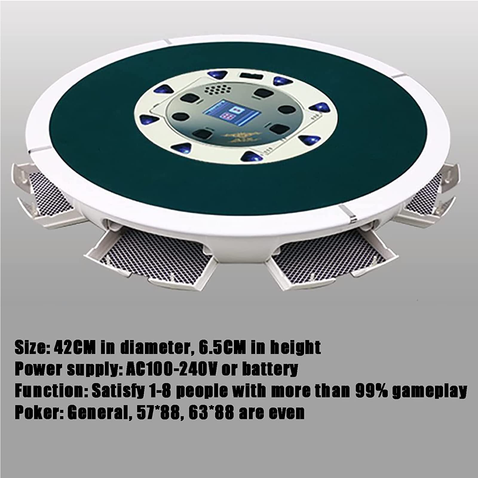 Mélangeur de Cartes Automatique, Croupier de Cartes électrique Portable, Prend en Charge 1 à 8 Joueurs pour Jouer en même Temps et la Plupart des règles de Poker, Convient pour la Maison, Le diverti