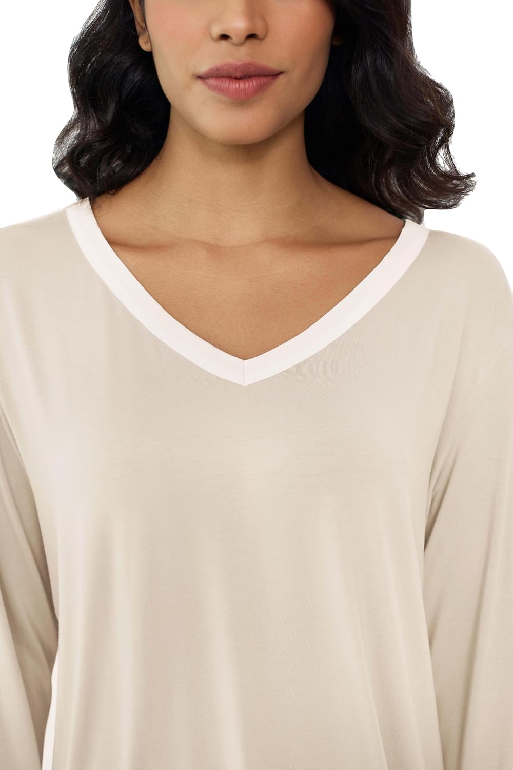 Joyaria Women's Bamboo Viscose Pajamas Long Sleeve Cooling Pj Lounge Set Soft Loose Sleepwear V Neck Top with Pants - Image 6