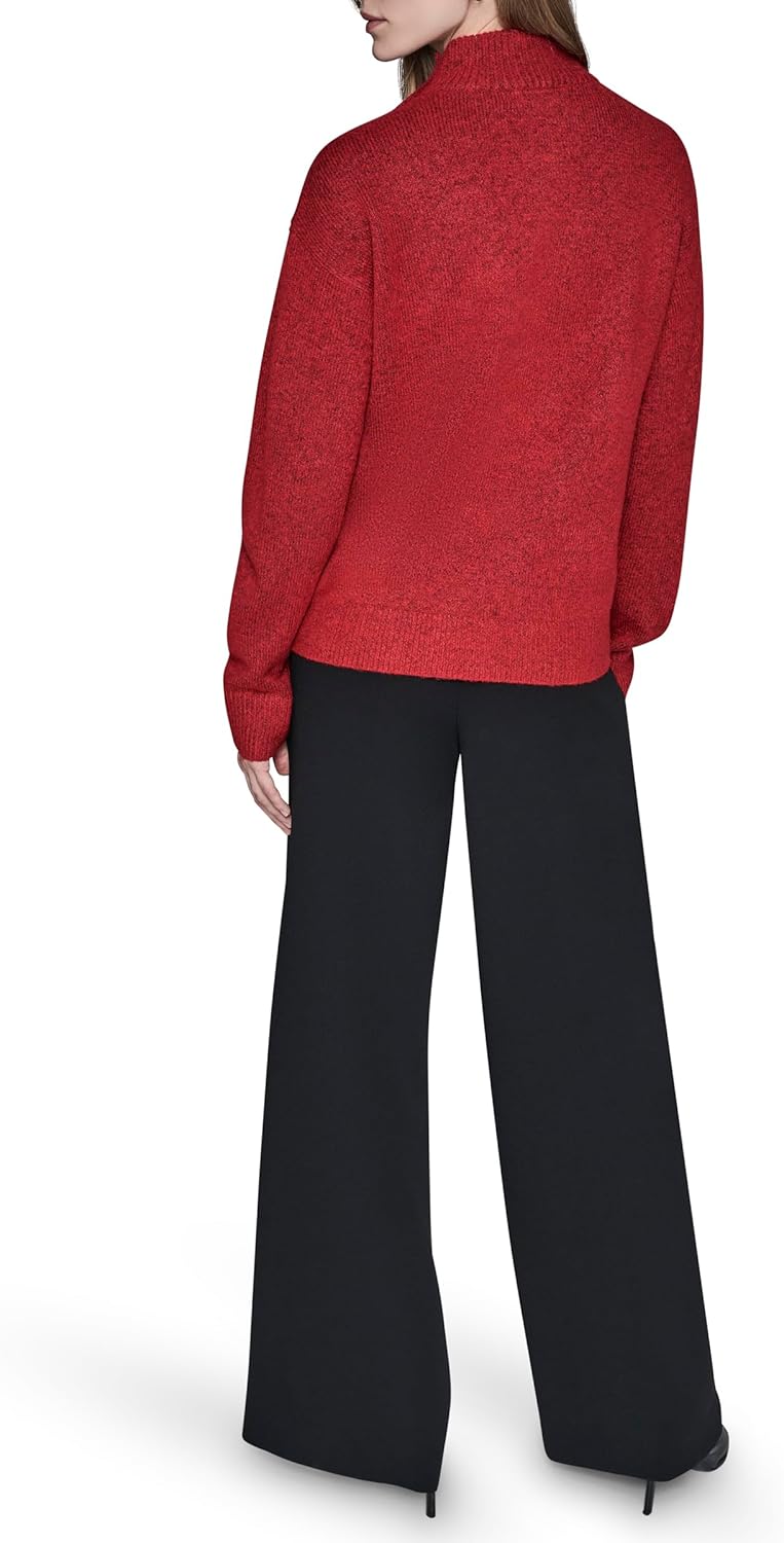 Karl Lagerfeld Womens Long Sleeve Mock Neck Crystal Button Sweater - Image 4