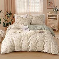 Vista 46 de BuLuTu - Juego de funda de edredón individual de muselina, diseño a rayas, funda de edredón tipo gasa de algodón con 2 fundas de almohada, ropa