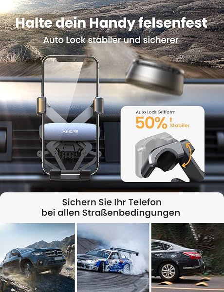 AINOPE Handyhalterung Auto Lüftung - [Schwerkraft-Design] [Einhandbedienung] Handy Halterung Auto Halterungen für Navigationsgeräte, Auto Zubehör Für iPhone 17 Pro Max XR, Smartphone mit Hülle - 3