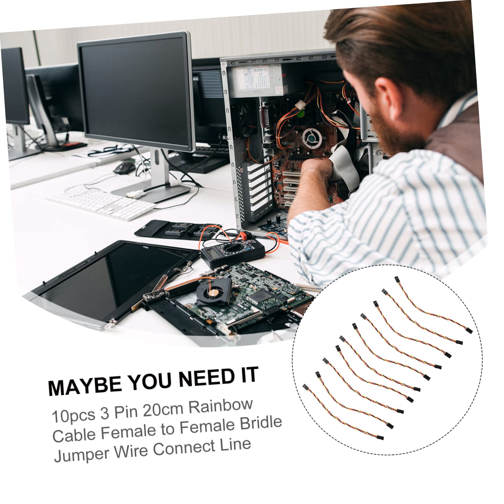 Happyyami Jumper Wire Set 20cm 10pcs Breadboard Jumper Wires Connectors for Repair