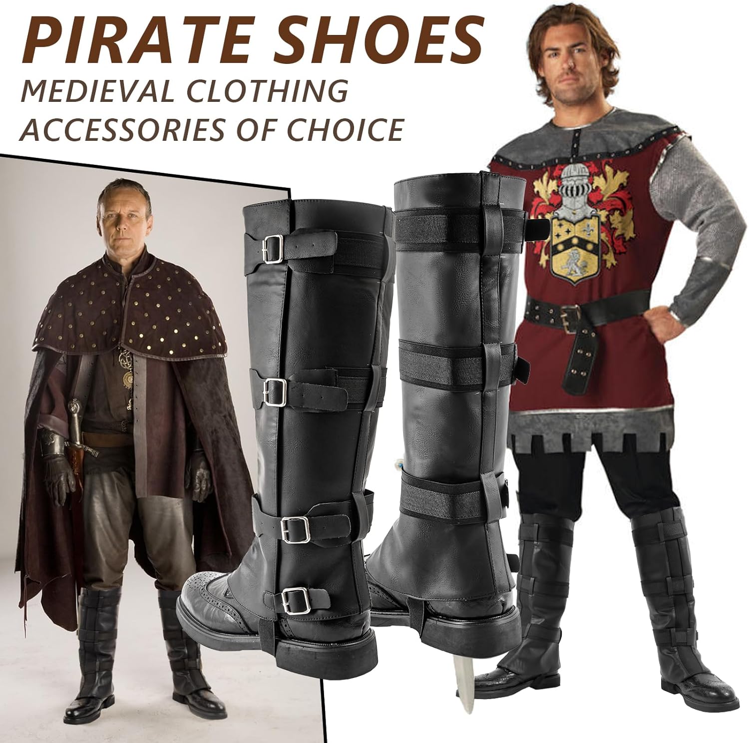 NUMJAW Pirate Costume Men Women Pirate Boot Covers Costume Viking Renaissance Medieval Boots Covers for Halloween Cosplay - Image 3